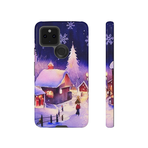 Christmas Homes in the Snow - Impact Resistant Phone Case Google Pixel 5 5G Glossy